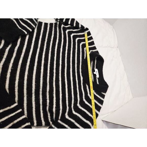 BOII Alpaca Wool Blend S M Sweater Stripes Black White Knit Preppy Fairy - Picture 3 of 6